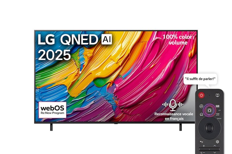 55QNED80A6A || Smart TV LG QNED AI QNED80 4K 55 pouces Télécommande AI Magic Remote HDR10 webOS25 2025