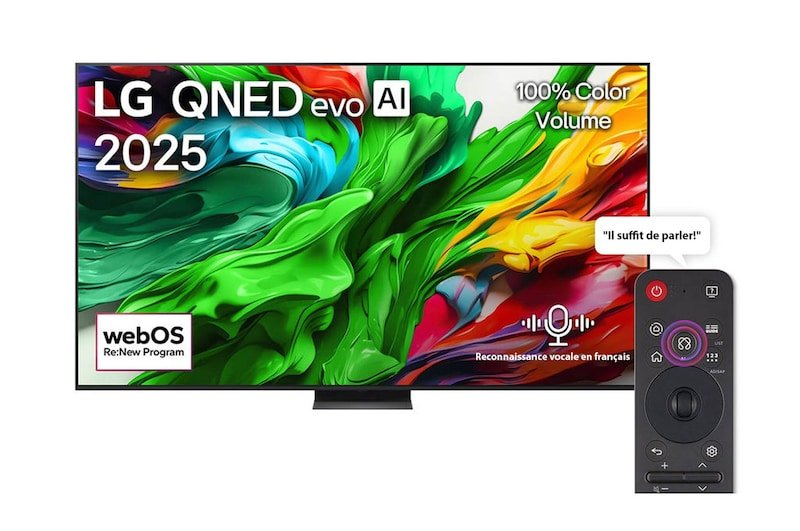 100QNED86A6 || Smart TV LG QNED evo AI QNED86 4K 100 pouces 120 Hz Télécommande AI Magic Remote webOS25 2025